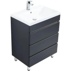 Posseik Stand Waschplatz Amilia H69 X B60 X T46 Cm Anthrazit Schubladen Grifflos