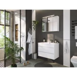 Posseik Badmöbel Set Pero Weiß SoftTouch 2-teilig