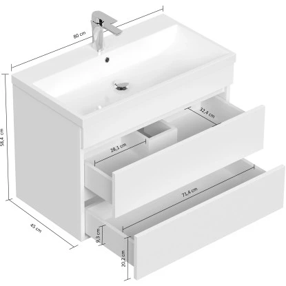 Posseik Badmöbel Set Pero Weiß SoftTouch 2-teilig – Bild 8