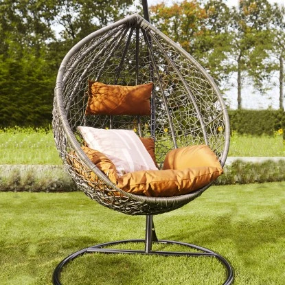 Home Deluxe Hängesessel Cielo Polyrattan Grau – Bild 6