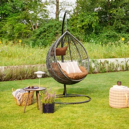 Home Deluxe Hängesessel Cielo Polyrattan Grau – Bild 2