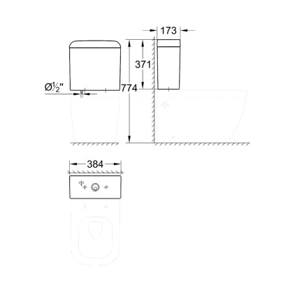 Grohe Aufsatz-Spülkasten Zulauf Verdeckt Euro Keramik Alpinweiß – Bild 3