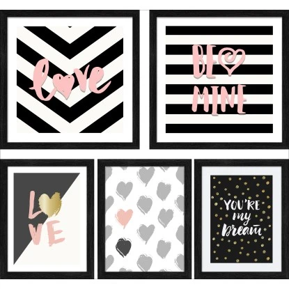 Bild Mit Rahmen Anonymus 5er-Set Typo III 54 Cm X 54 Cm