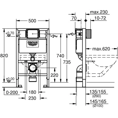 Grohe QuickFix Vorwandelement Solido Für WC 0,82 M Bauhöhe – Bild 2