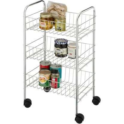 Wenko Rollwagen Florenz Silber Mit 3 Ablagen 63 Cm X 38 Cm X 25 Cm – Bild 2