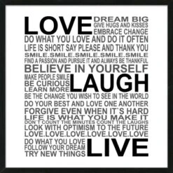 Bild Mit Rahmen Anonymus Love-Laugh-Live 52,5 Cm X 52,5 Cm