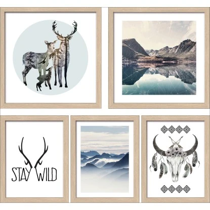 Bild Mit Rahmen Anonymus 5er-Set Nature Motives II 54 Cm X 54 Cm