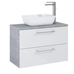 Waschbeckenunterschrank Cheese 60 Cm 2S Weiß/Beton