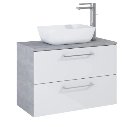 Waschbeckenunterschrank Cheese 60 Cm 2S Weiß/Beton