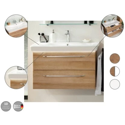 Fackelmann Waschbeckenunterschrank 80 Cm Milano Ast-Eiche – Bild 4