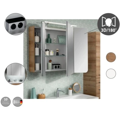 Fackelmann Spiegelschrank 90 Cm Milano Ast-Eiche – Bild 8