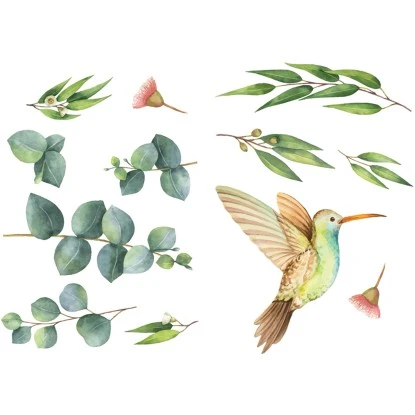 Euroart Wandsticker Blätter Mit Vogel 25 Cm X 35 Cm