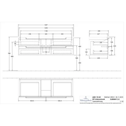 Villeroy & Boch Waschbeckenunterschrank 128,7 Cm Subway 2.0 A691 Glossy White – Bild 2