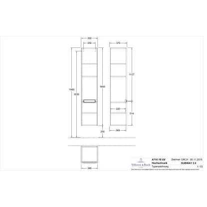 Villeroy & Boch Hochschrank 35 Cm Subway 2.0 A710 Glossy White Anschlag Rechts â Bild 2