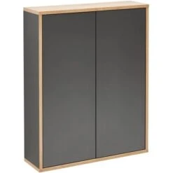 Fackelmann Doppel-Hängeschrank 60 Cm Finn Anthrazit-Ast-Eiche