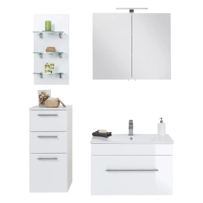 Posseik Badmöbel-Set Viva 75 Cm Weiß Hochglanz 4-teilig – Bild 4