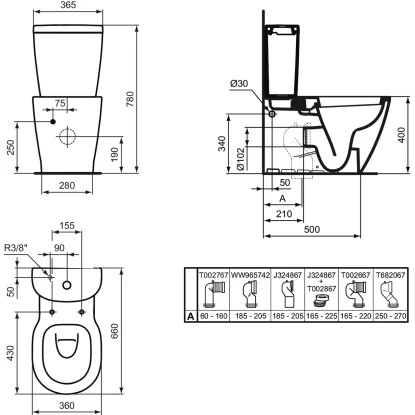 Ideal Standard Spülkasten Connect Arc Zulauf Unten Weiß – Bild 2