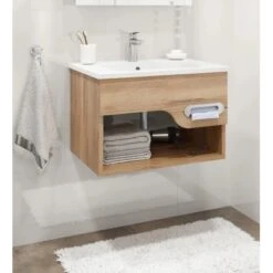 Nordholm Waschtisch Mit Kosmetiktuchspender Inkl. Halter-Set 81,5 Cm Eiche