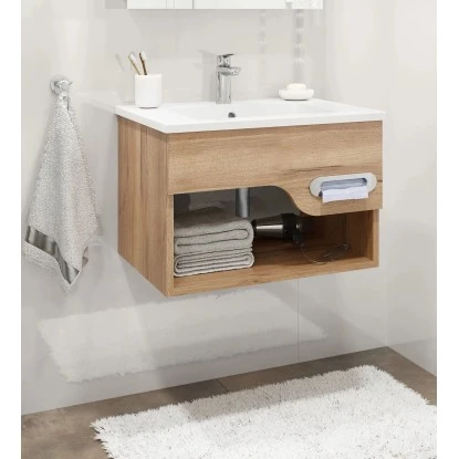 Nordholm Waschtisch Mit Kosmetiktuchspender Inkl. Halter-Set 81,5 Cm Eiche