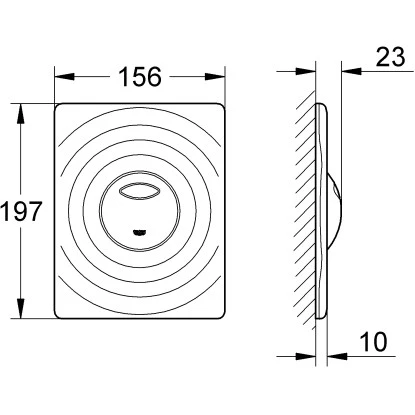 Grohe Abdeckplatte Surf 2-Mengen-Betätigung Chrom – Bild 2