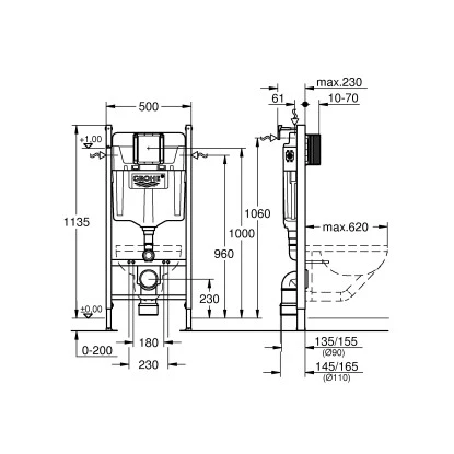 Grohe QuickFix Vorwandelement Solido Für WC 1,13m Bauhöhe – Bild 5