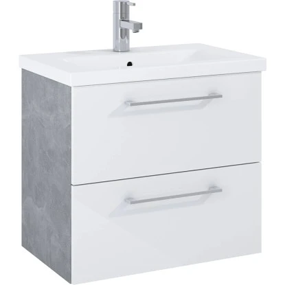 Waschbeckenunterschrank Cheese 60 Cm 2S Weiß/Beton – Bild 3