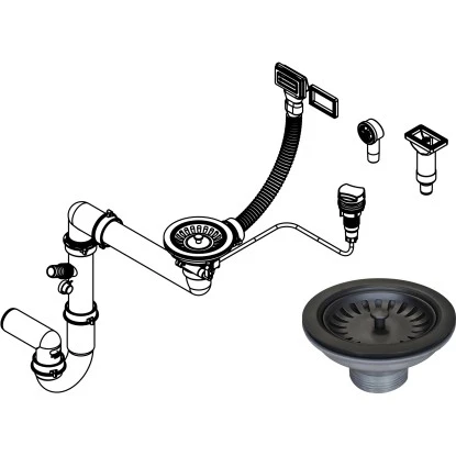 Miló Röhrensiphon-Set Mit Exzenter Mattschwarz Ø 114 Mm