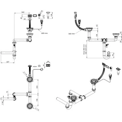 Miló Röhrensiphon-Set Für Doppelbecken Mit Exzenter Mattschwarz Ø 114 Mm – Bild 5
