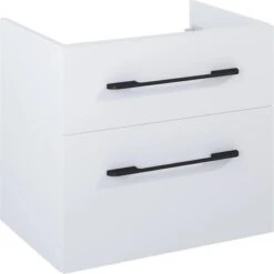 Maximus Waschbeckenunterschrank Madrid 60 Cm Weiß Matt Mit Schwarzen Griffen