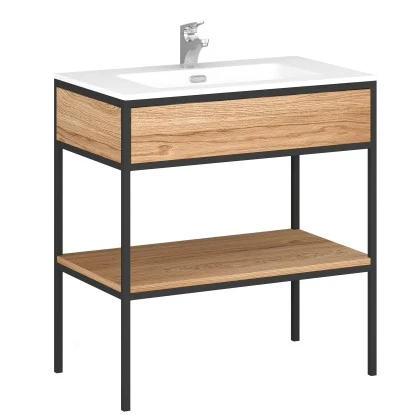 Astor Waschbeckenunterschrank 80 Cm Linus Eiche-Schwarz