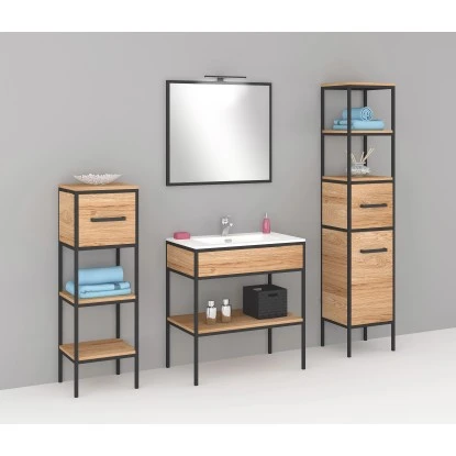 Astor Waschbeckenunterschrank 80 Cm Linus Eiche-Schwarz â Bild 2