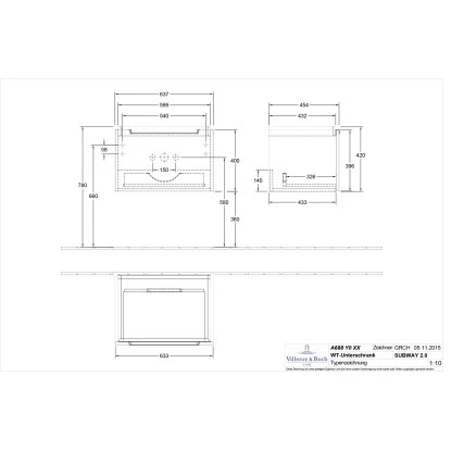 Villeroy & Boch Waschbeckenunterschrank 63,7 Cm Subway 2.0 A688 Glossy Grey â Bild 2