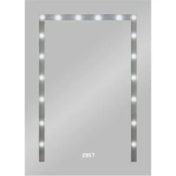 Lichtspiegel LED 50 Cm X 70 Cm Mit Integrierter Digitaluhr