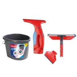 Vileda Fenstersauger Inkl. Eimer, Einwascher Und 2. Schmalen Saugaufsatz