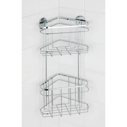 Wenko Turbo-Loc Eckregal 2 Etagen Edelstahl Glänzend – Bild 4