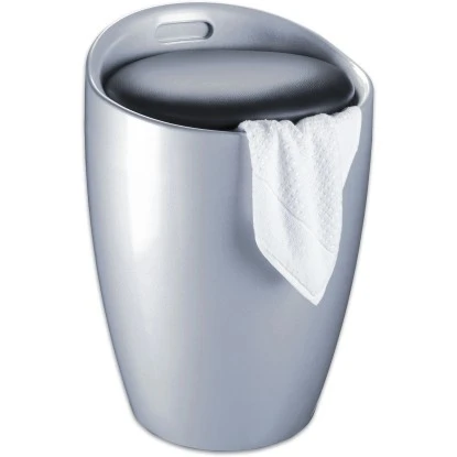 Wenko Badhocker Candy Mit Abnehmbarem Wäschesack Kunststoff 20 L Silber – Bild 2