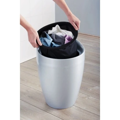 Wenko Badhocker Candy Mit Abnehmbarem Wäschesack Kunststoff 20 L Silber – Bild 4