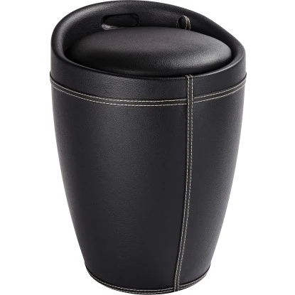Wenko Hocker Candy Black Lederoptik 50,5 Cm X 36 Cm X 36 Cm