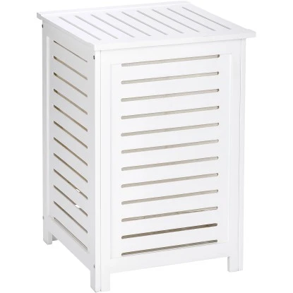 Wenko Wäschetruhe Oslo Echtholz Weiß 65 Cm X 45 Cm X 45 Cm