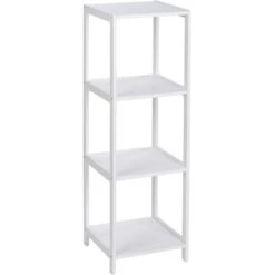 Wenko Regal Oslo Echtholz Weiß 4 Etagen 112 Cm X 36 Cm X 36 Cm