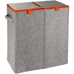 Wenko Wäschesammler & -korb Duo Filz Orange 2 Kammern 82 L 54 Cm X 52 Cm X 28 Cm