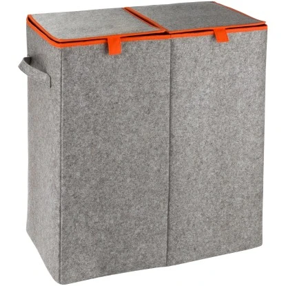 Wenko Wäschesammler & -korb Duo Filz Orange 2 Kammern 82 L 54 Cm X 52 Cm X 28 Cm