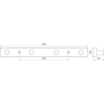 Siro Hakenleiste SM8162 Kunststoff Glaseffekt Aluminium Länge 300 Mm 4 Haken – Bild 6