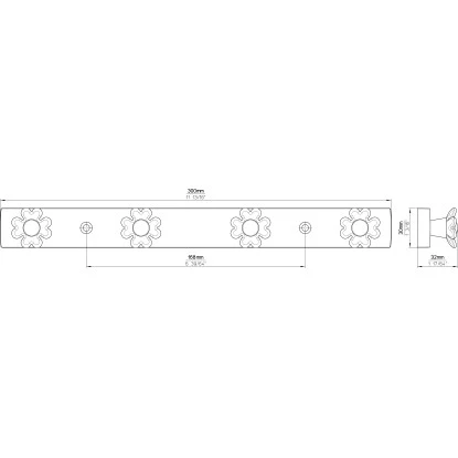Siro Hakenleiste SM8161 Kunststoff Blau Blumen Länge 300 Mm 4 Haken – Bild 5