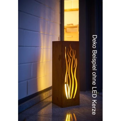 Gartenfreude Windlicht 16 X 16 X 50 Cm Wellen Edelrost – Bild 2