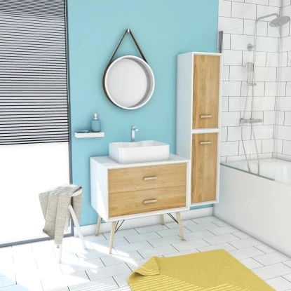 Aurlane Badschrank 35 Cm Fjord Eiche-Weiß – Bild 6