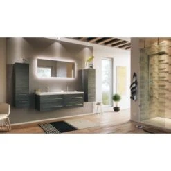 Posseik Badmöbel-Set Aurelion XL Anthrazit Gemasert 4-teilig