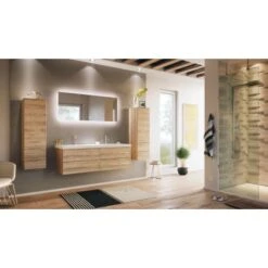 Posseik Badmöbel-Set Aurelion XL Eiche Hell Seidenglanz 4-teilig