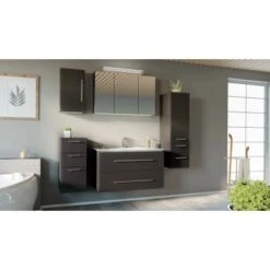 Posseik Badmöbel-Set Homeline 100 CmAnthrazit Seidenglanz 5-teilig