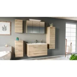 Posseik Badmöbel-Set Homeline 100 Cm Eiche Hell5-teilig